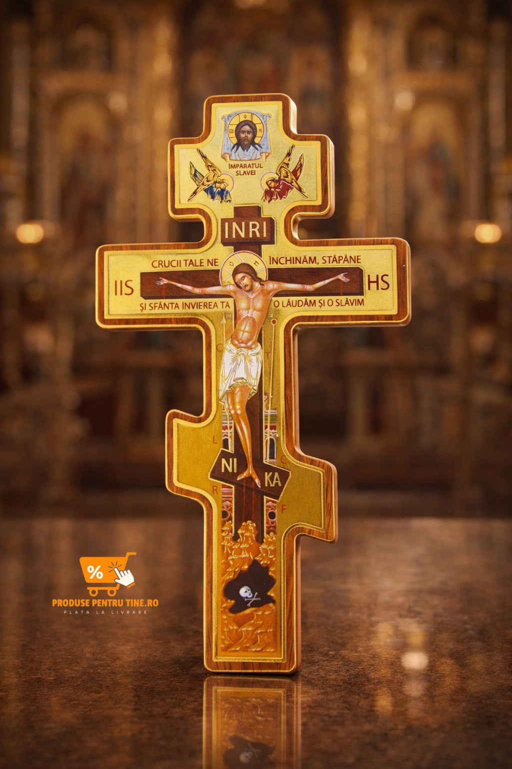 Cruce Ortodoxă din Lemn Simbol de credință și binecuvântare 🙏