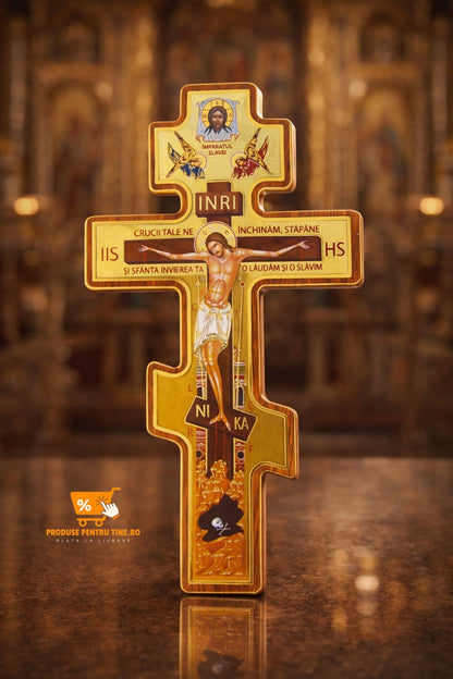 Cruce Ortodoxă din Lemn Simbol de credință și binecuvântare 🙏
