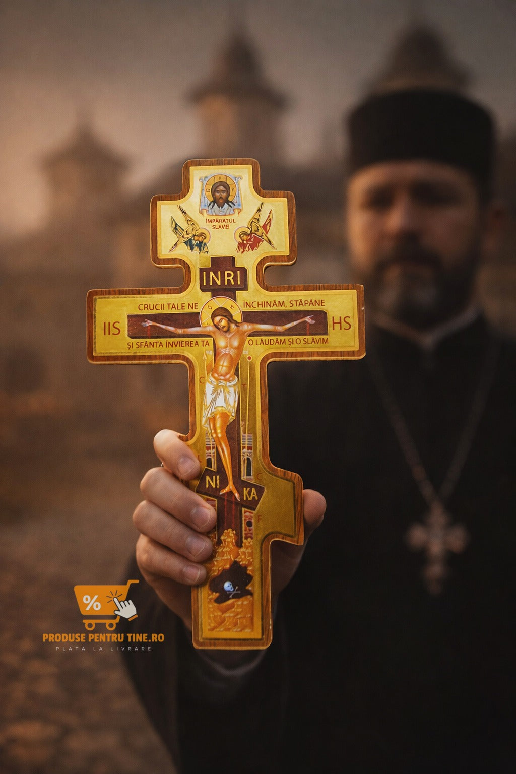 Cruce Ortodoxă din Lemn Simbol de credință și binecuvântare 🙏