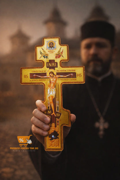 Cruce Ortodoxă din Lemn Simbol de credință și binecuvântare 🙏