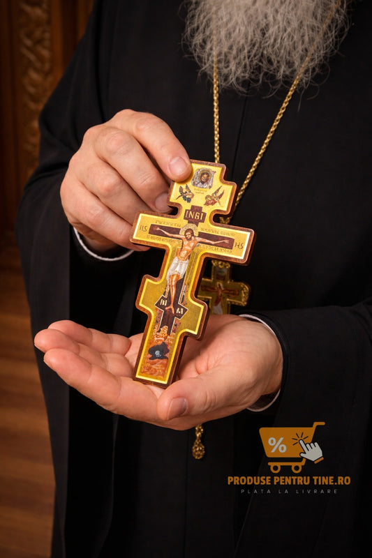 Cruce Ortodoxă din Lemn Simbol de credință și binecuvântare 🙏