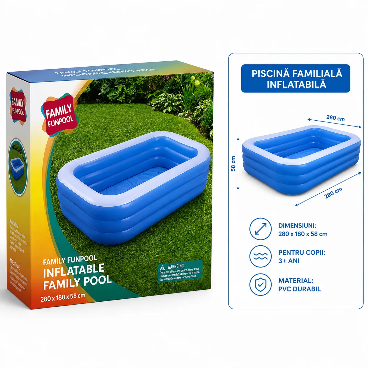 Piscină gonflabilă 280x180x58